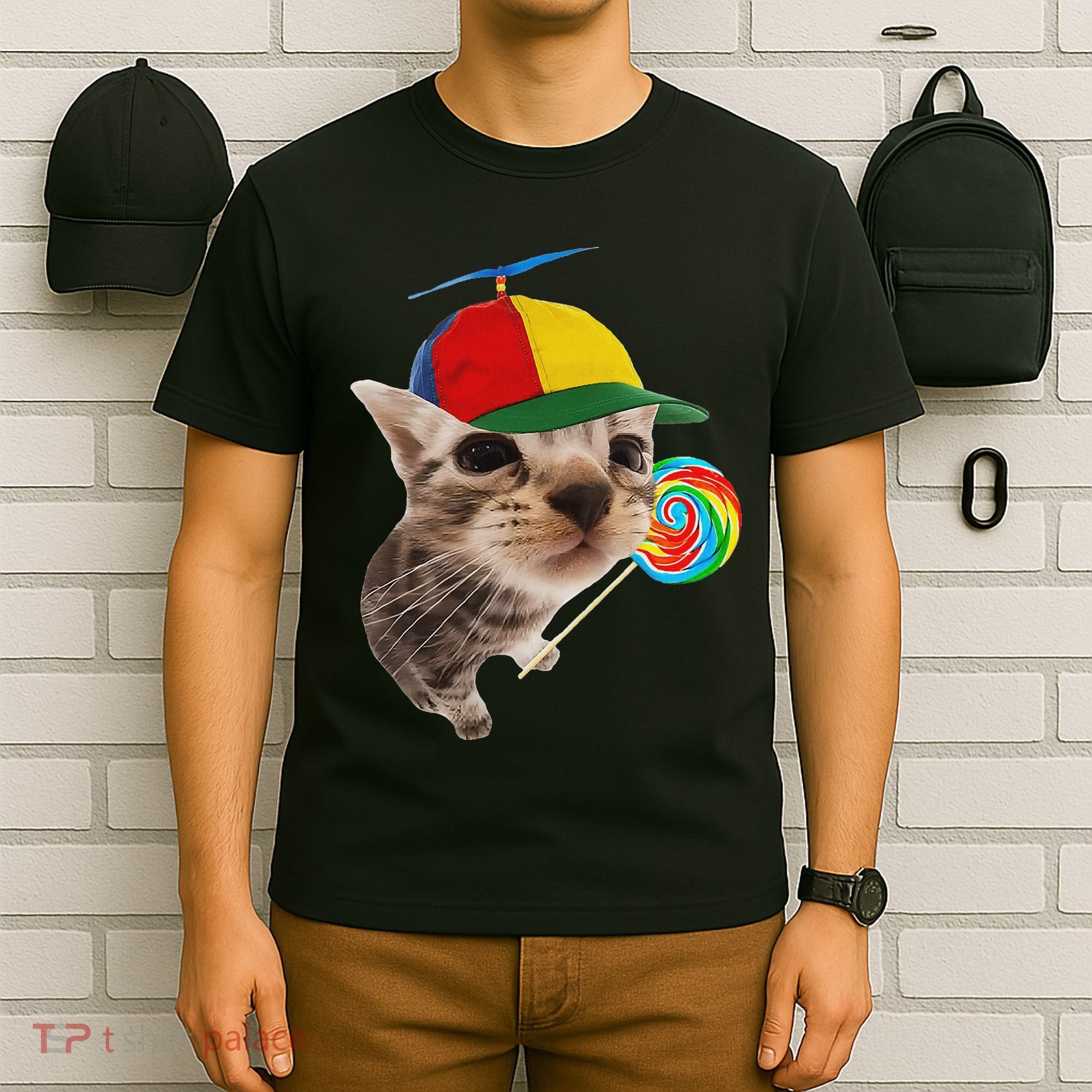 Silly Cat With Lollipop Meme T-Shirt