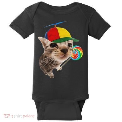 Silly Cat With Lollipop Meme Baby Bodysuit