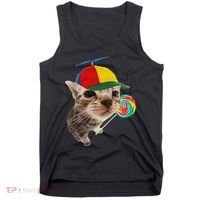 Silly Cat With Lollipop Meme Tank Top thumb 0
