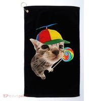 Silly Cat With Lollipop Meme Golf Towel thumb 0