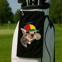 Silly Cat With Lollipop Meme Golf Towel thumb 2