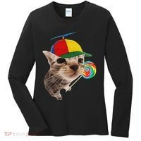 Silly Cat With Lollipop Meme Women's Long Sleeve Shirt thumb 0