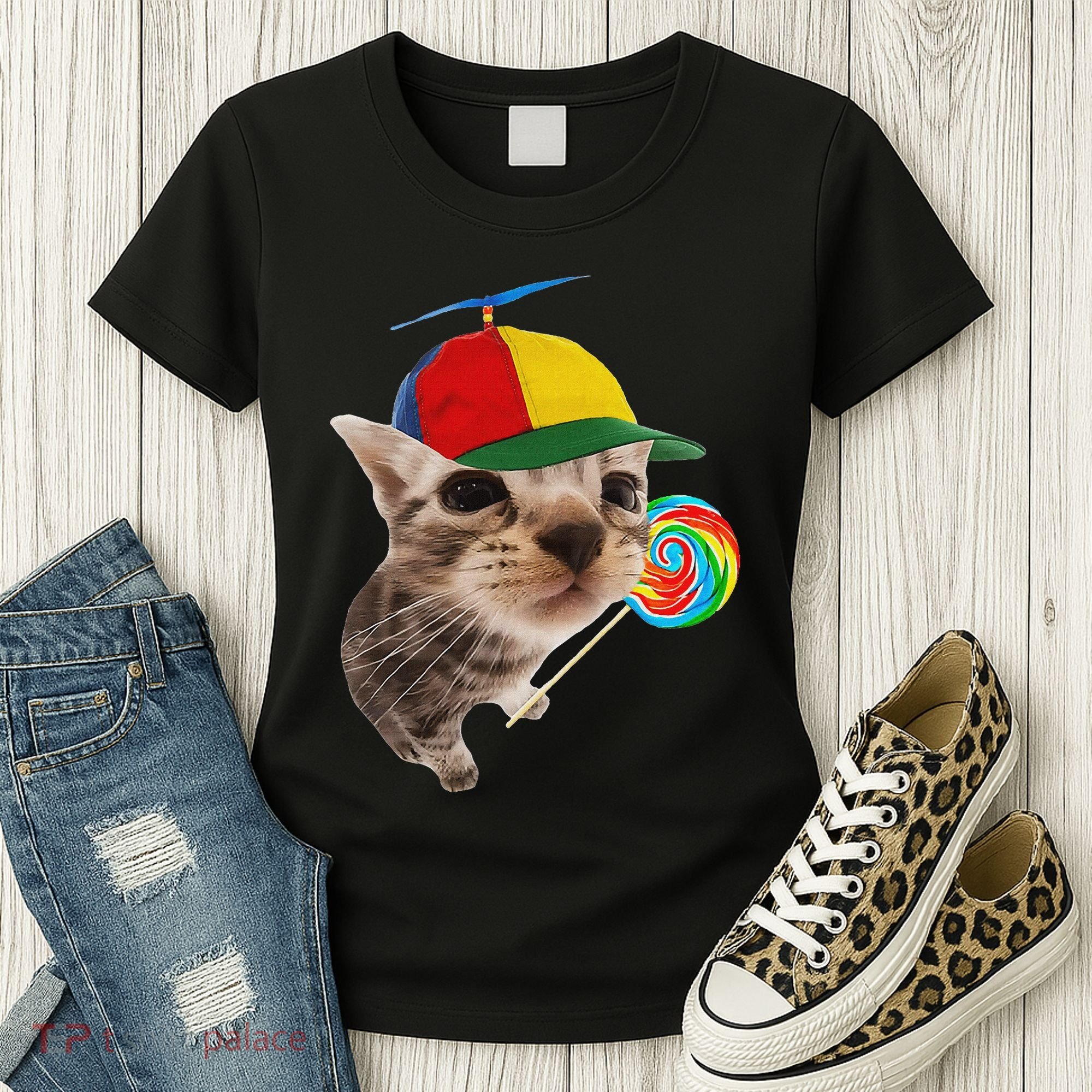 Silly Cat With Lollipop Meme Women's T-Shirt