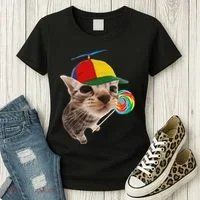Silly Cat With Lollipop Meme Women's T-Shirt thumb 3