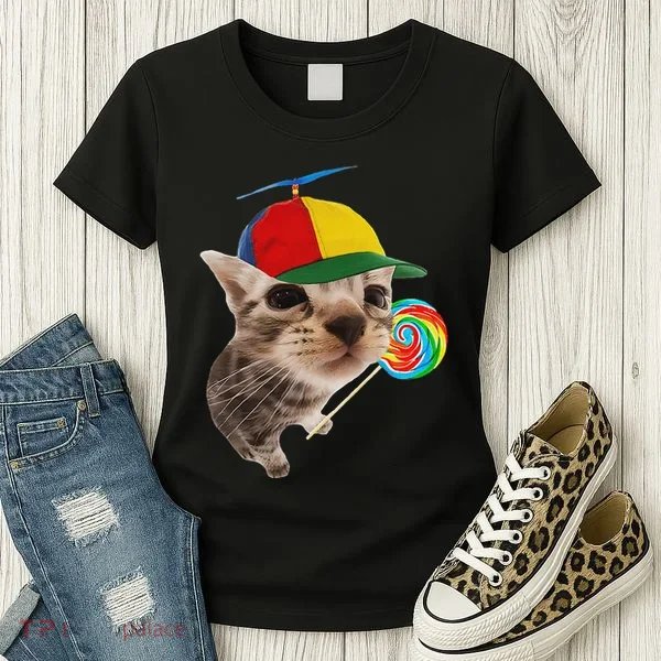 Silly Cat With Lollipop Meme Women's T-Shirt