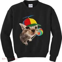 Silly Cat With Lollipop Meme Kids Sweatshirt thumb 0