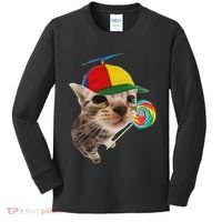 Silly Cat With Lollipop Meme Kids Long Sleeve Shirt thumb 0