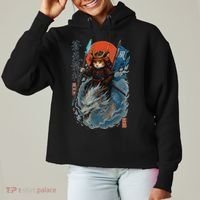 Samurai Cat Warrior And Mystic Blue Dragon Ladies Heavyweight Boxy Pullover Hoodie thumb 0