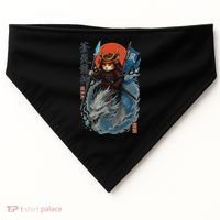 Samurai Cat Warrior And Mystic Blue Dragon USA-Made Doggie Bandana thumb 0