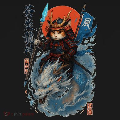 Samurai Cat Warrior And Mystic Blue Dragon Bucket Hat