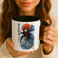 Samurai Cat Warrior And Mystic Blue Dragon Coffee Mug thumb 3