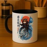 Samurai Cat Warrior And Mystic Blue Dragon Coffee Mug thumb 4