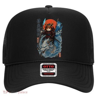 Samurai Cat Warrior And Mystic Blue Dragon Hat