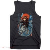 Samurai Cat Warrior And Mystic Blue Dragon Tank Top thumb 0