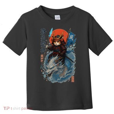 Samurai Cat Warrior And Mystic Blue Dragon Toddler T-Shirt