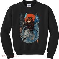 Samurai Cat Warrior And Mystic Blue Dragon Kids Sweatshirt thumb 0