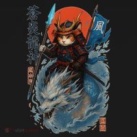 Samurai Cat Warrior And Mystic Blue Dragon Kids Hoodie thumb 5