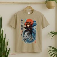 Samurai Cat Warrior And Mystic Blue Dragon T-Shirt thumb 2
