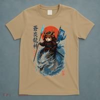 Samurai Cat Warrior And Mystic Blue Dragon T-Shirt thumb 5