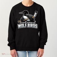 Stupid Canadian Wolf Bird Hockey Duck Funny Women's Sweatshirt thumb 0