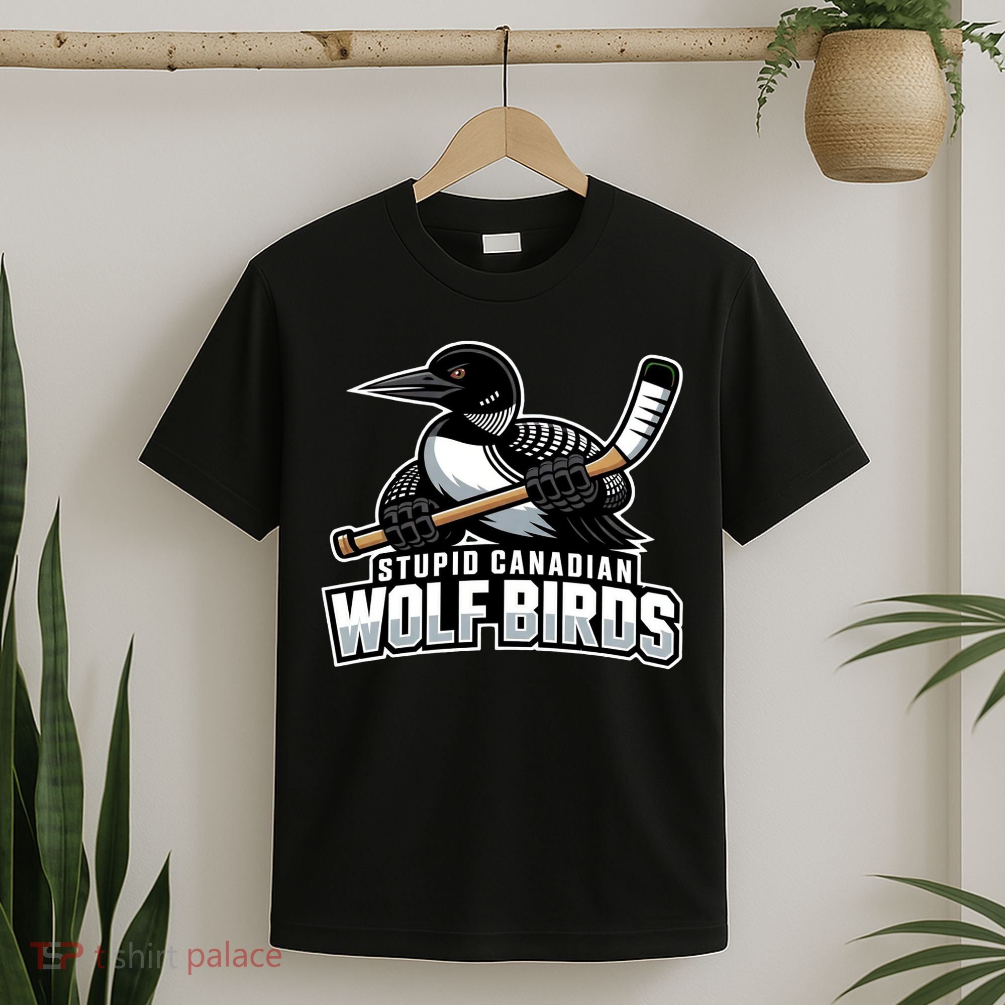 Stupid Canadian Wolf Bird Hockey Duck Funny T-Shirt