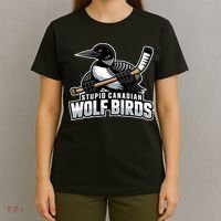 Stupid Canadian Wolf Bird Hockey Duck Funny T-Shirt thumb 4