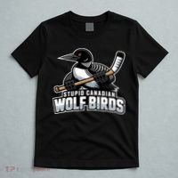 Stupid Canadian Wolf Bird Hockey Duck Funny T-Shirt thumb 5
