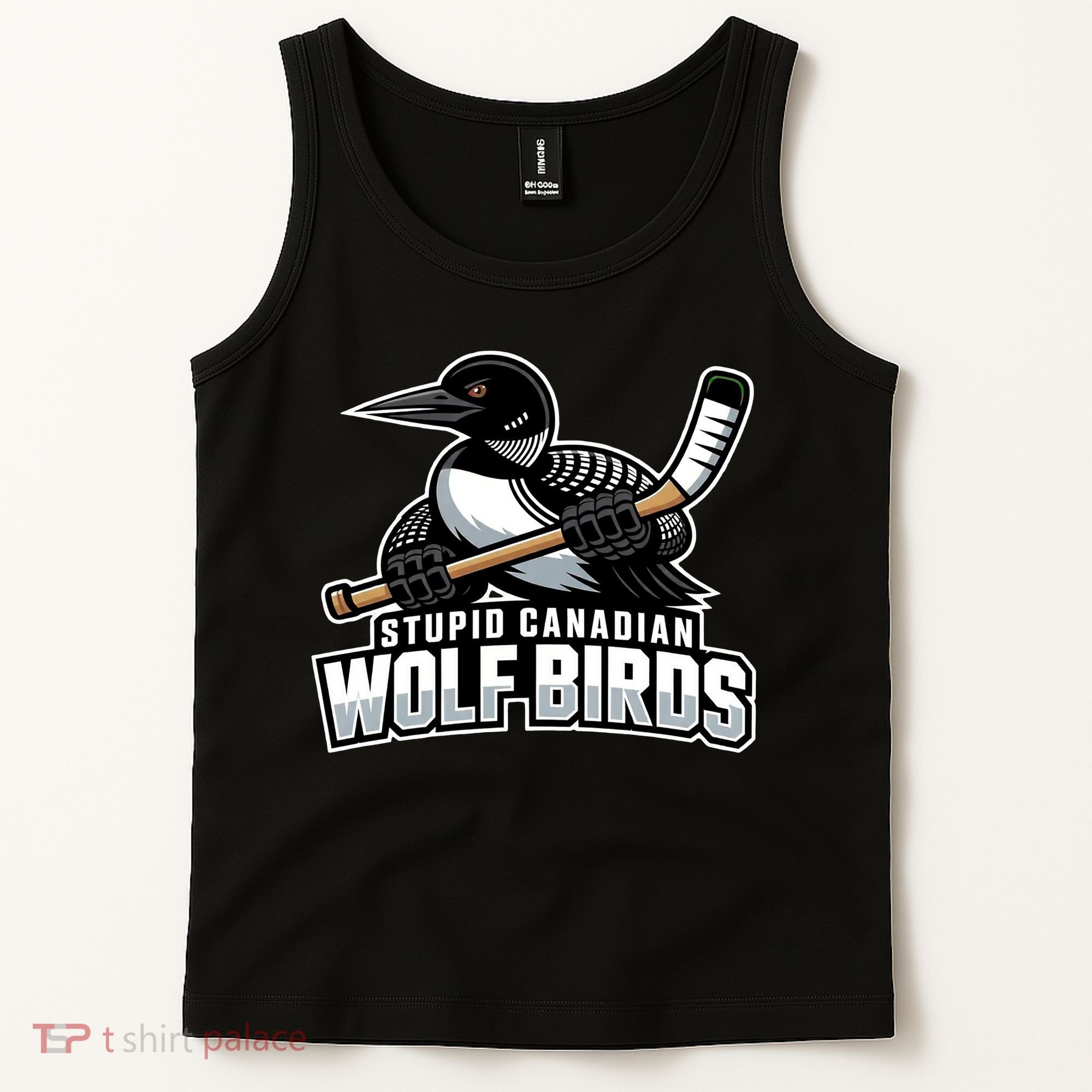 Stupid Canadian Wolf Bird Hockey Duck Funny Tank Top