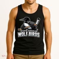 Stupid Canadian Wolf Bird Hockey Duck Funny Tank Top thumb 3
