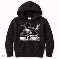 Stupid Canadian Wolf Bird Hockey Duck Funny Kids Hoodie thumb 0