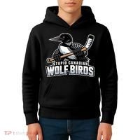 Stupid Canadian Wolf Bird Hockey Duck Funny Kids Hoodie thumb 4