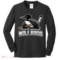 Stupid Canadian Wolf Bird Hockey Duck Funny Kids Long Sleeve Shirt thumb 0