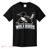 Stupid Canadian Wolf Bird Hockey Duck Funny Kids T-Shirt thumb 0