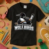 Stupid Canadian Wolf Bird Hockey Duck Funny Kids T-Shirt thumb 3