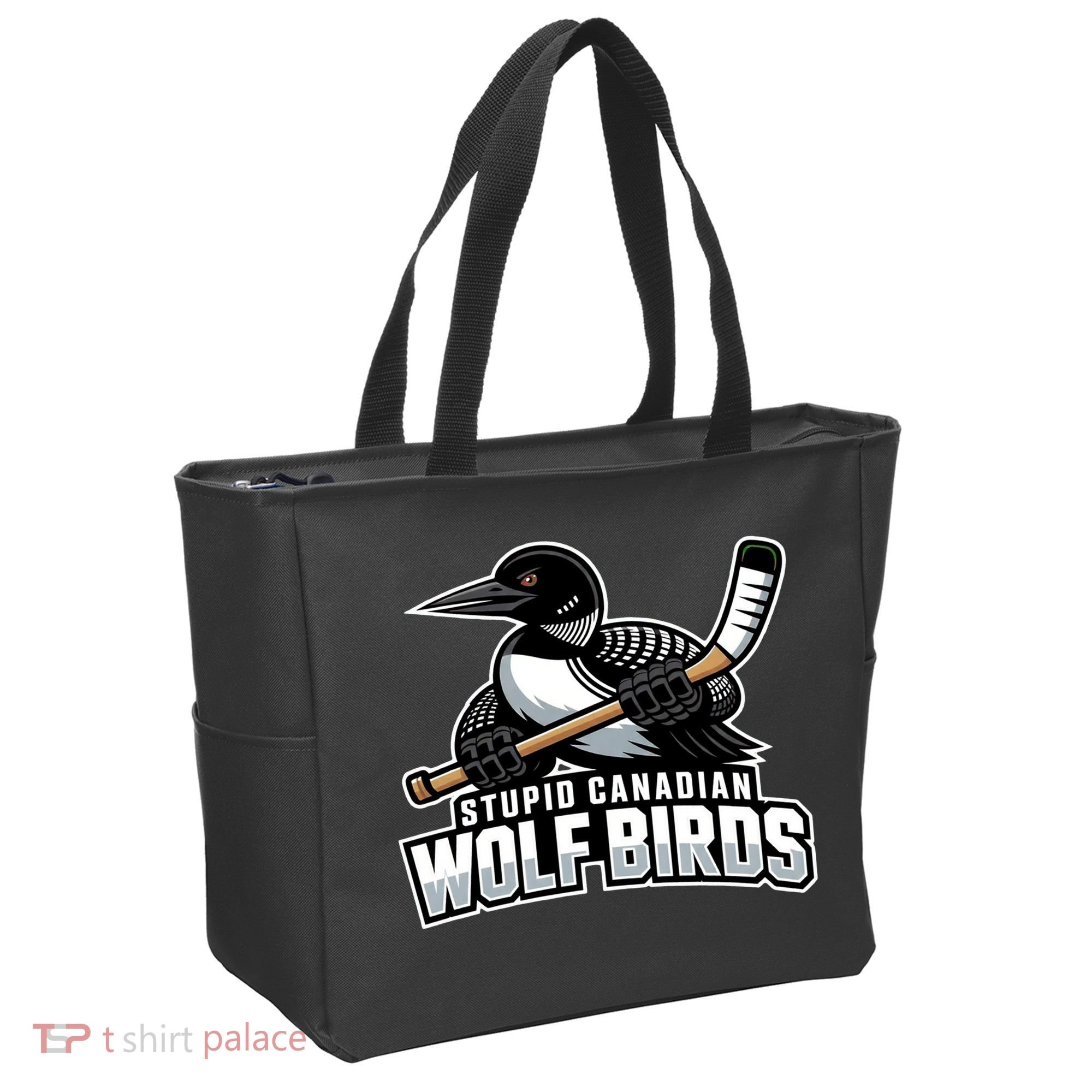 Stupid Canadian Wolf Bird Hockey Duck Funny Tote Bag