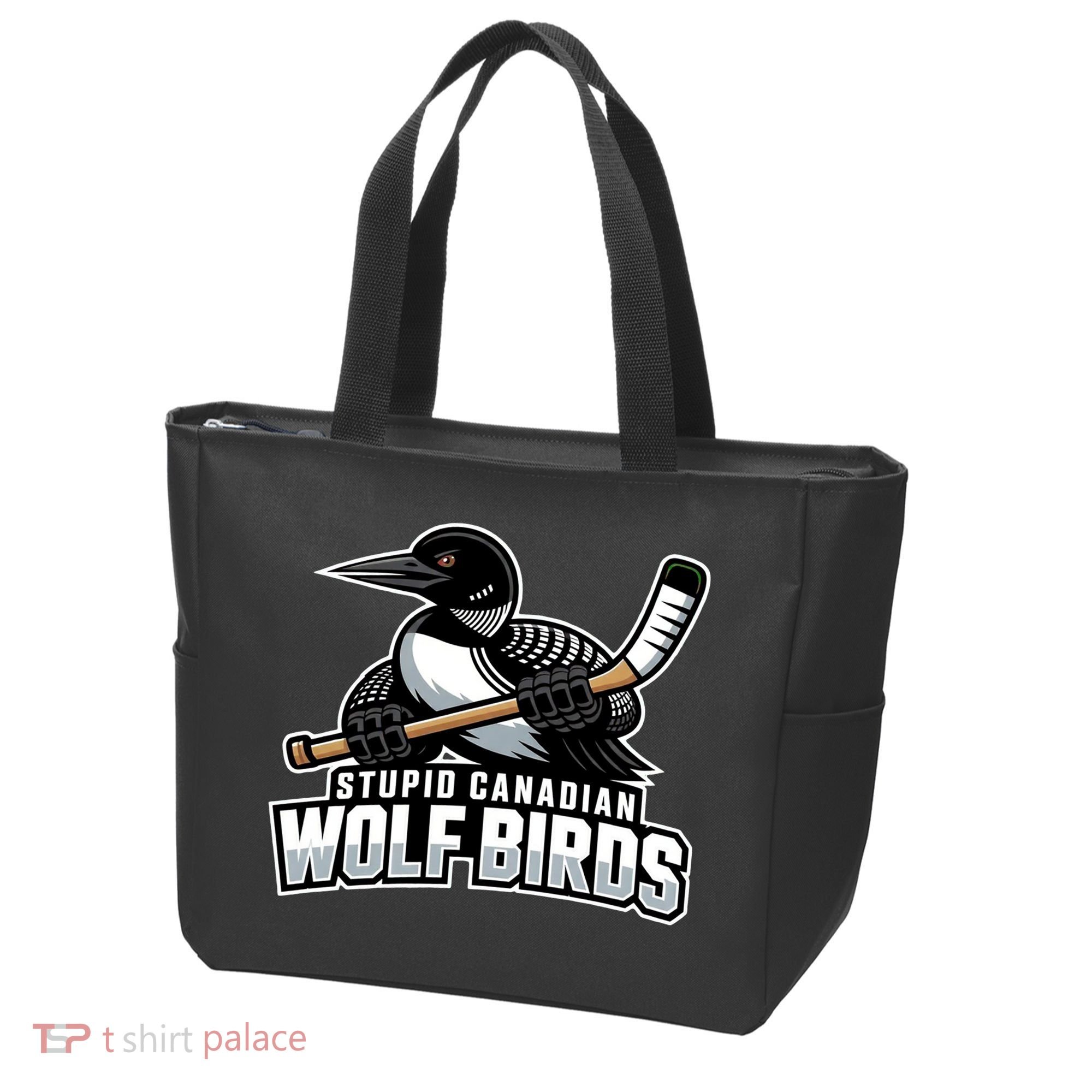 Stupid Canadian Wolf Bird Hockey Duck Funny Tote Bag