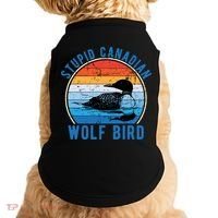 Stupid Canadian Wolf Funny Loon Bird Humor Doggie Tank thumb 0