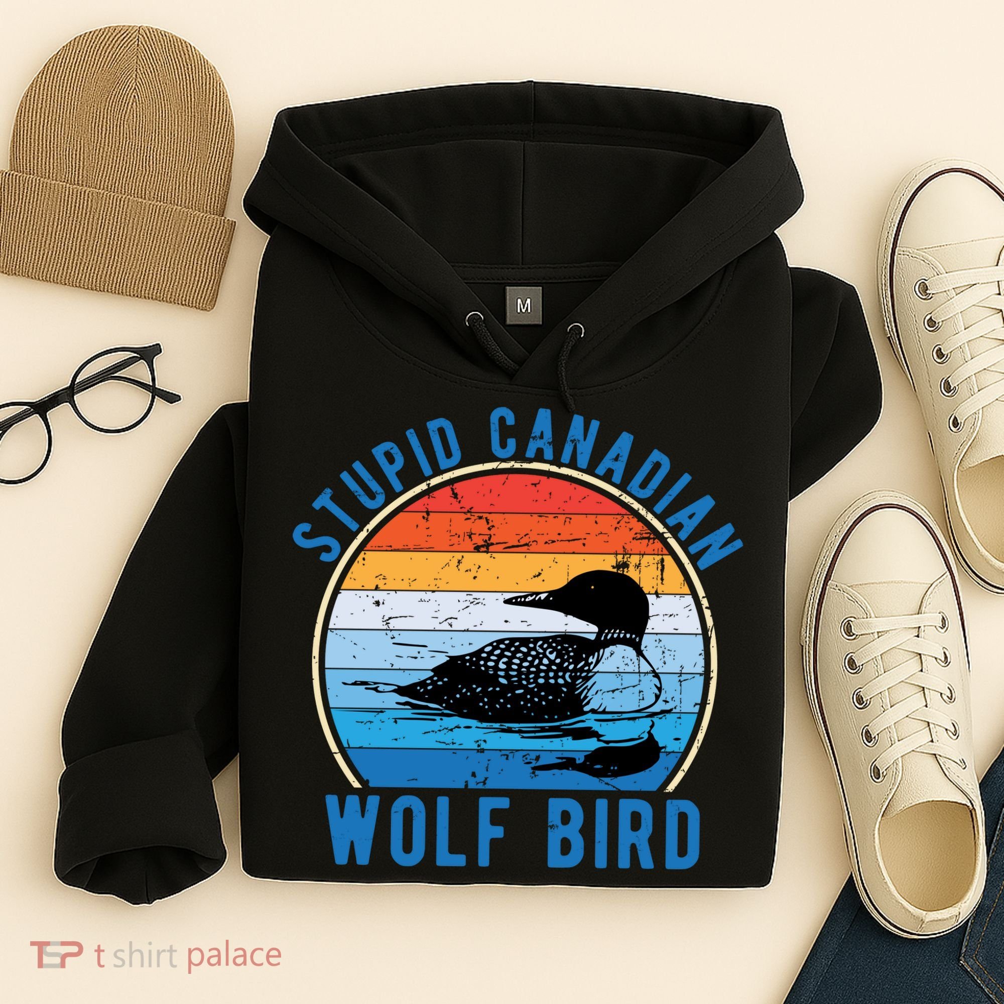 Stupid Canadian Wolf Funny Loon Bird Humor Hoodie