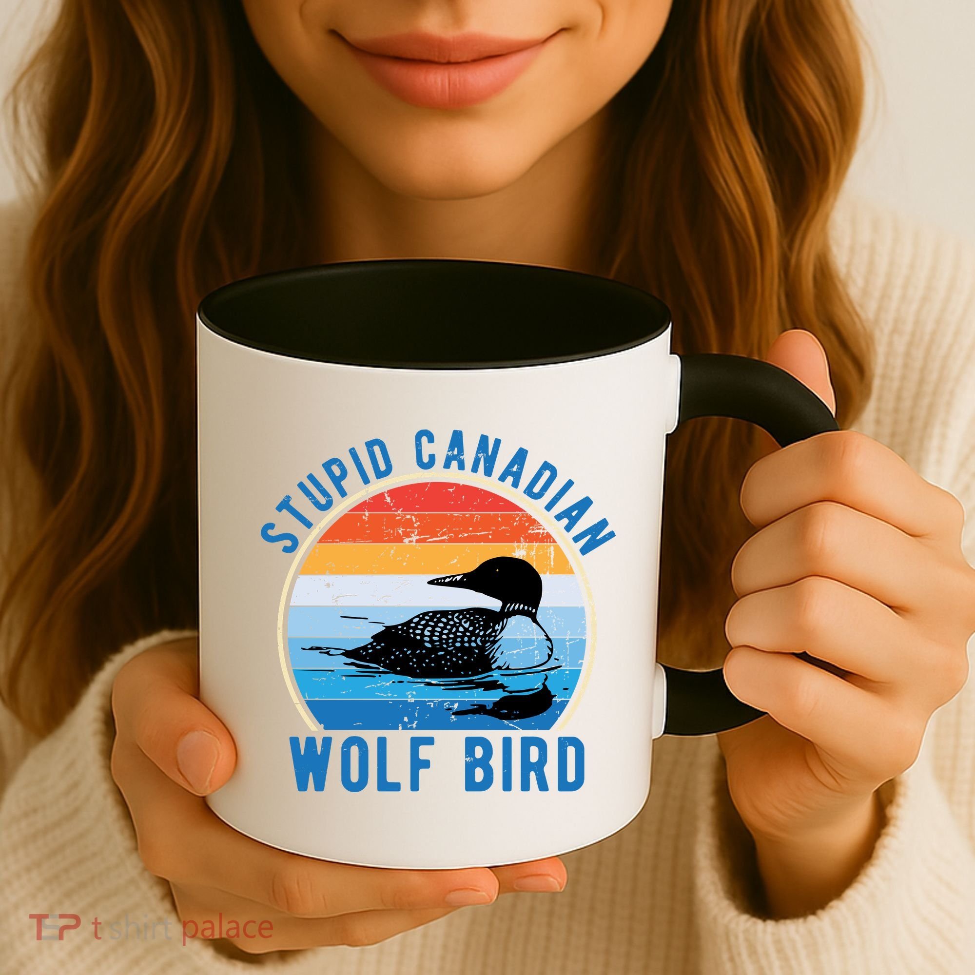 Stupid Canadian Wolf Funny Loon Bird Humor Coffee Mug
