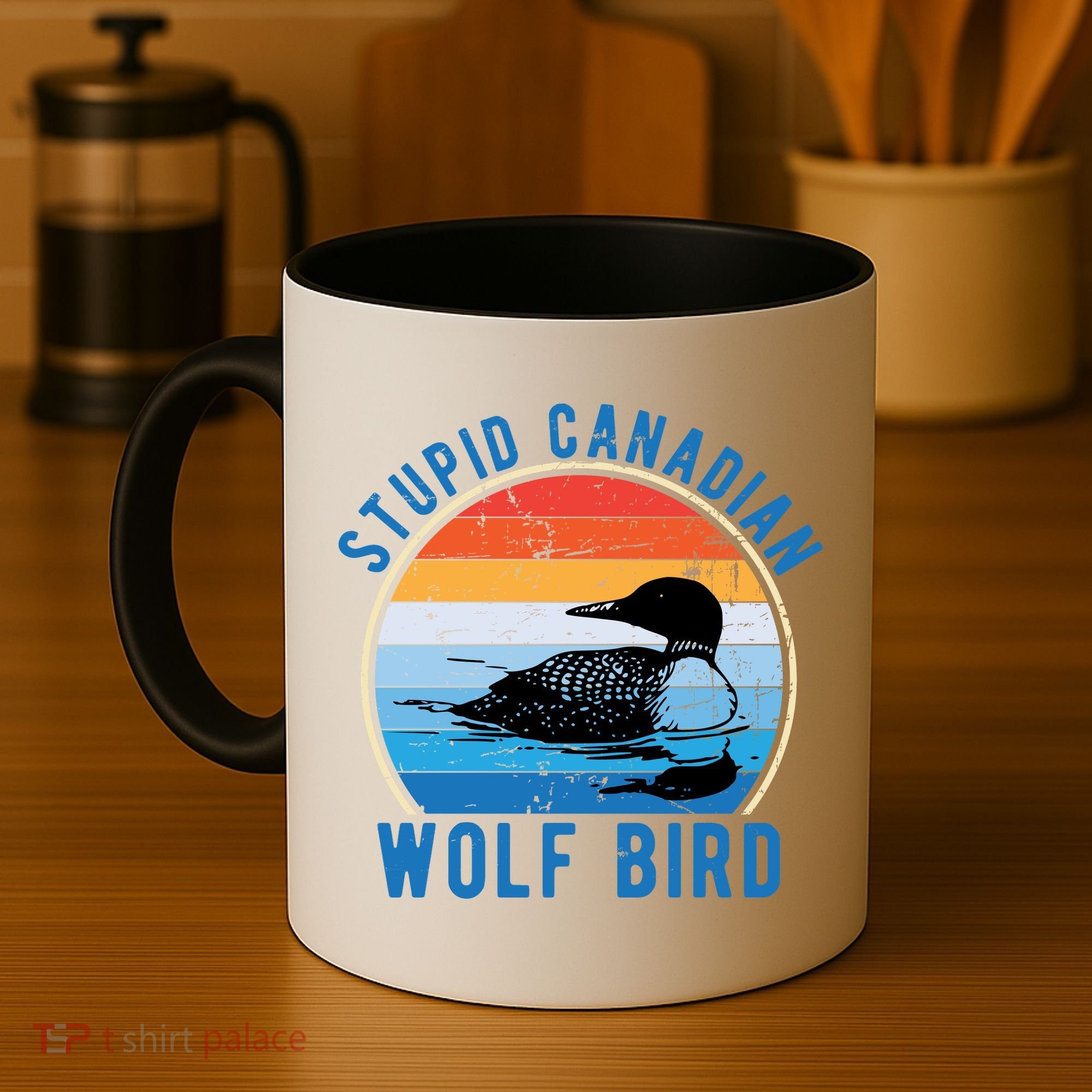 Stupid Canadian Wolf Funny Loon Bird Humor Coffee Mug