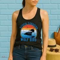 Stupid Canadian Wolf Funny Loon Bird Humor Women's Tank Top thumb 2