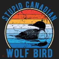 Stupid Canadian Wolf Funny Loon Bird Humor Hat thumb 2
