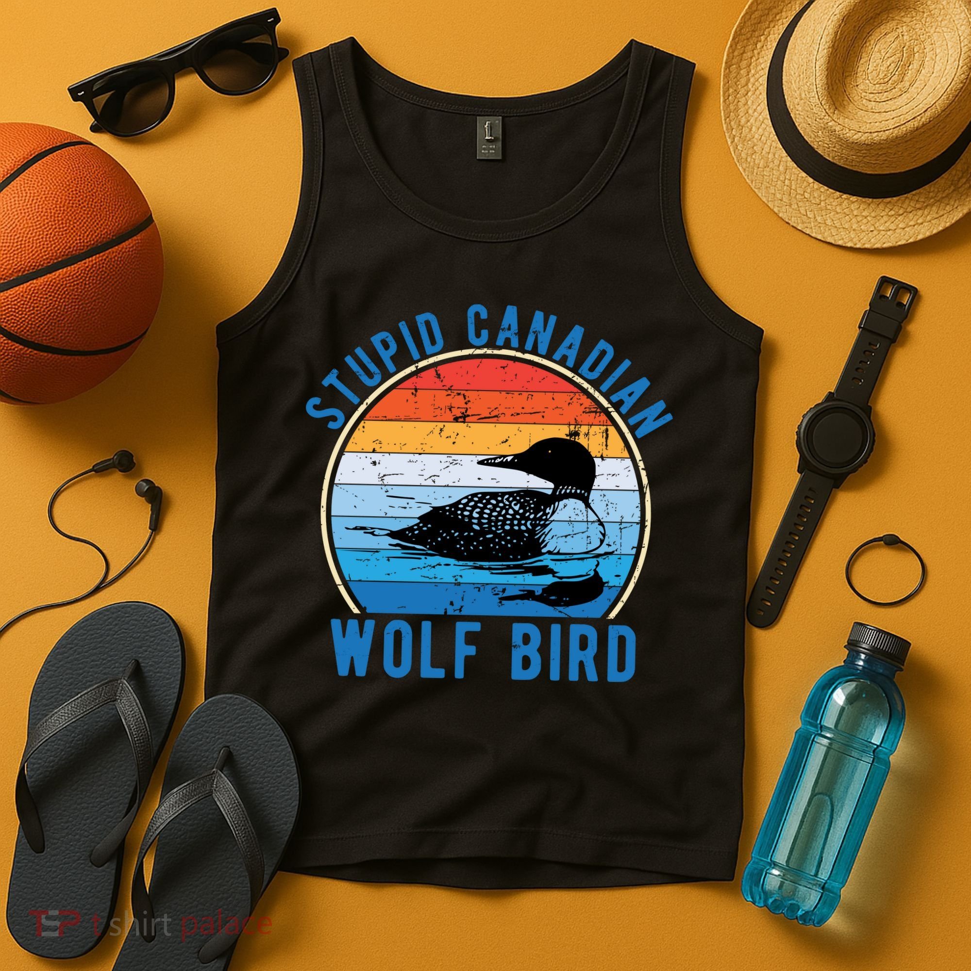 Stupid Canadian Wolf Funny Loon Bird Humor Tank Top