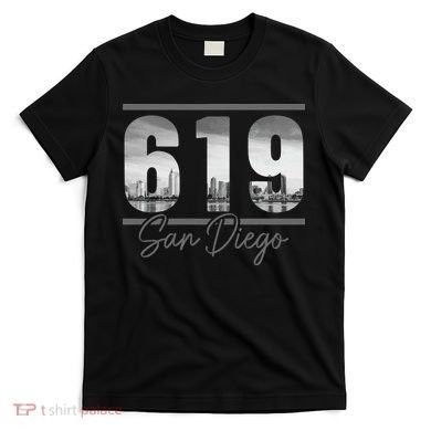 San Diego 619 Area Code Vintage Skyline California T-Shirt