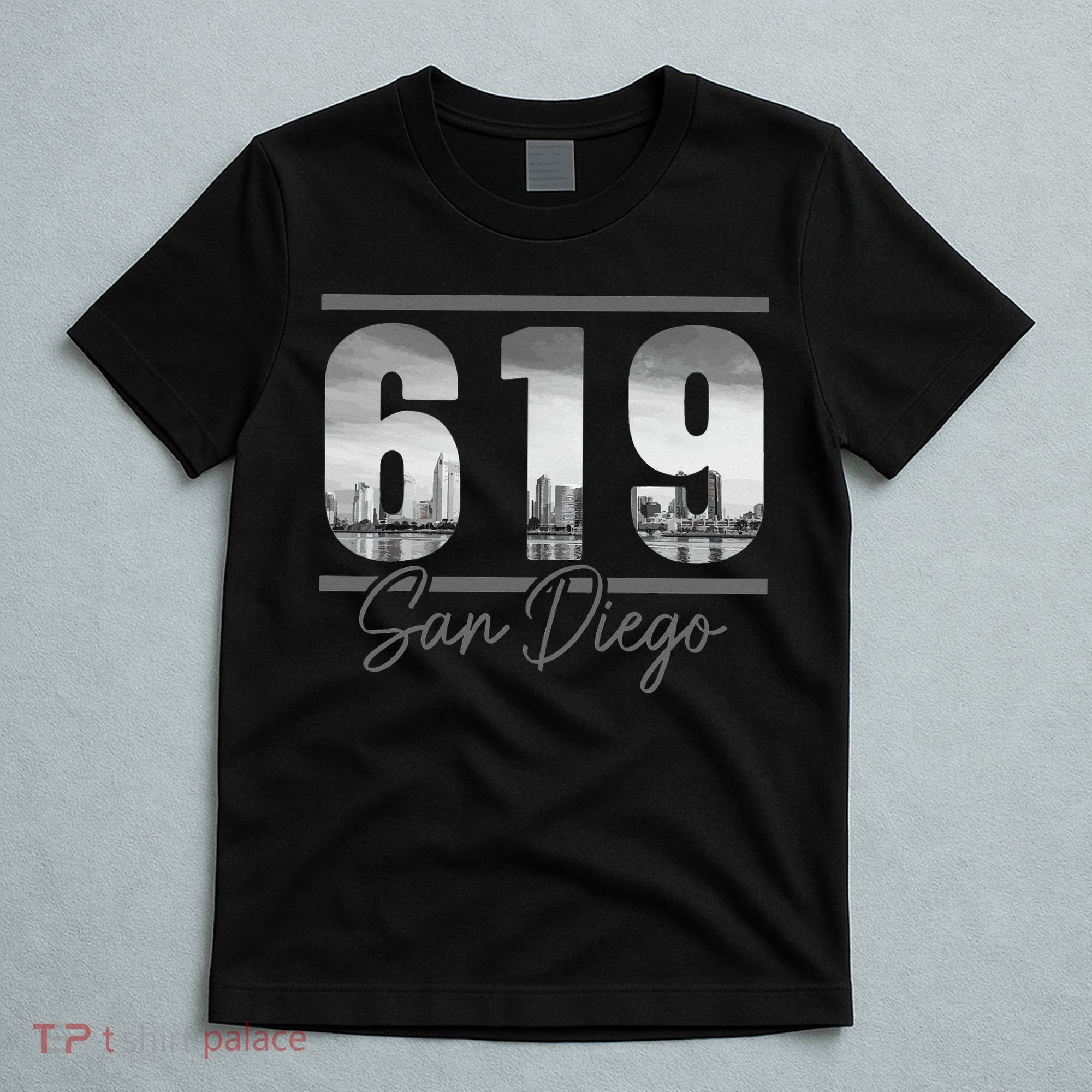 San Diego 619 Area Code Vintage Skyline California T-Shirt