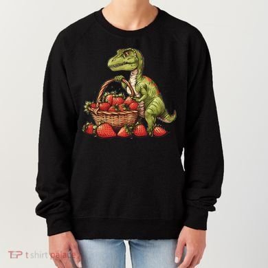 Strawberry Dinosaur Artwork Funny Dino Strawberry Fruit Women's Sweatshirt