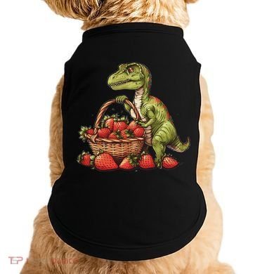 Strawberry Dinosaur Artwork Funny Dino Strawberry Fruit Doggie Tank