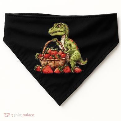 Strawberry Dinosaur Artwork Funny Dino Strawberry Fruit USA-Made Doggie Bandana