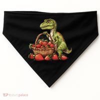 Strawberry Dinosaur Artwork Funny Dino Strawberry Fruit USA-Made Doggie Bandana thumb 0