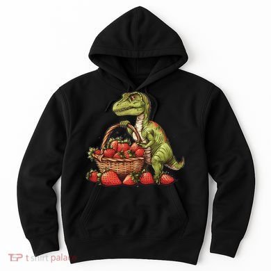 Strawberry Dinosaur Artwork Funny Dino Strawberry Fruit Hoodie